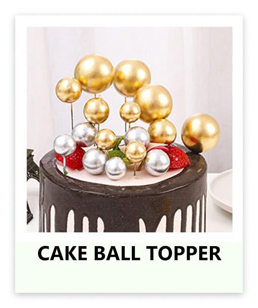 Cake ball toppers, black and gold cake decorations 20 pcs