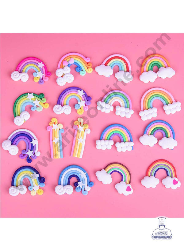 CAKE DECOR™ 1 Piece Multi Colour Rainbow Star Cloud Cake Toppers | Decoration Figurines | Assorted -  (SBRainbow-005-Ass)