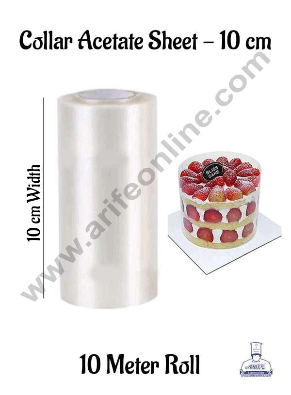 CAKE DECOR™ 10cm Collars Acetate Sheet Roll Clear Cake Strips Transparent Edge Decorating (10cm x 10m Roll)