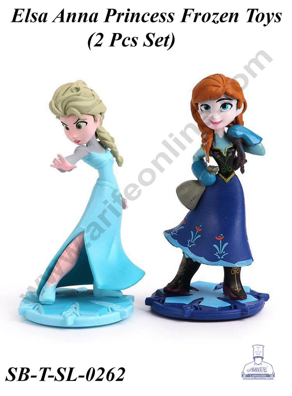 CAKE DECOR™ 2 Pcs Set Elsa Anna Princess Frozen Toys Plastic Action Figures Toys(SB-T-SL-0262)