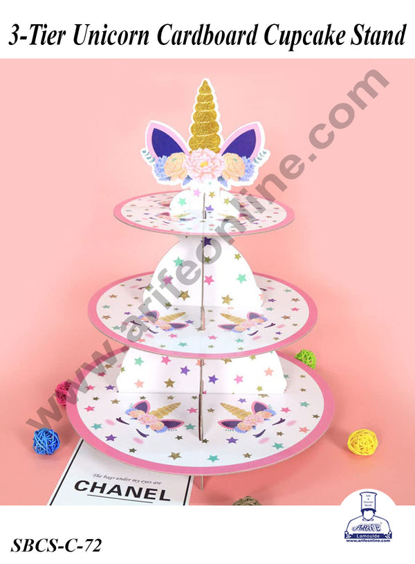 CAKE DECOR™ 3-Tier Unicorn Cardboard Cupcake Stand