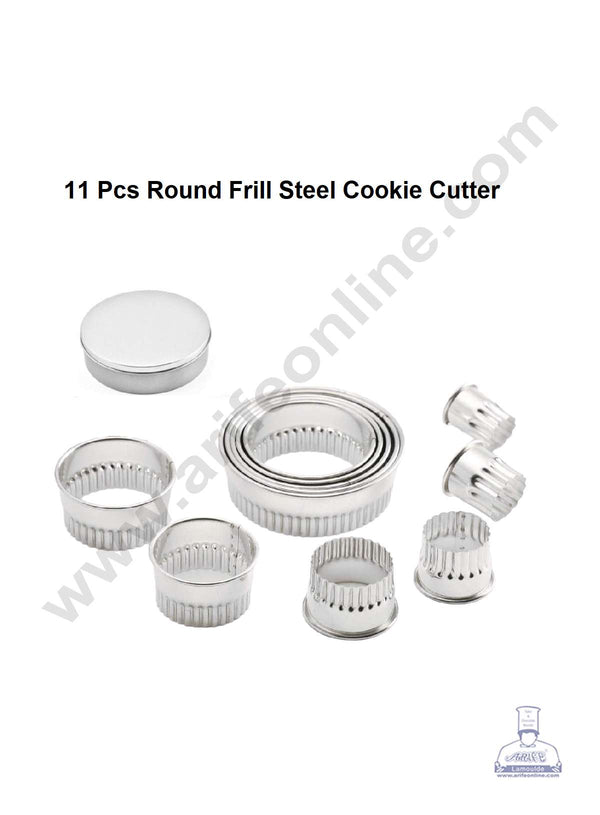 CAKE DECOR™ 11 Pcs Set Round Frill Cookie Biscuit Cutter Circle Pastry Cake Ring Cutter Set
