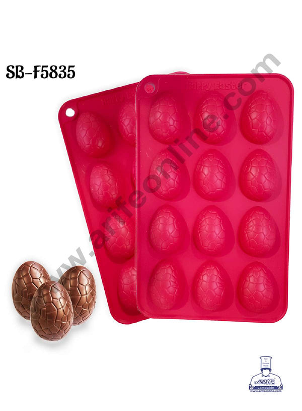 CAKE DECOR™ 12 cavity Break Texture Easter Egg Shape Silicone Mould - SB-F5835