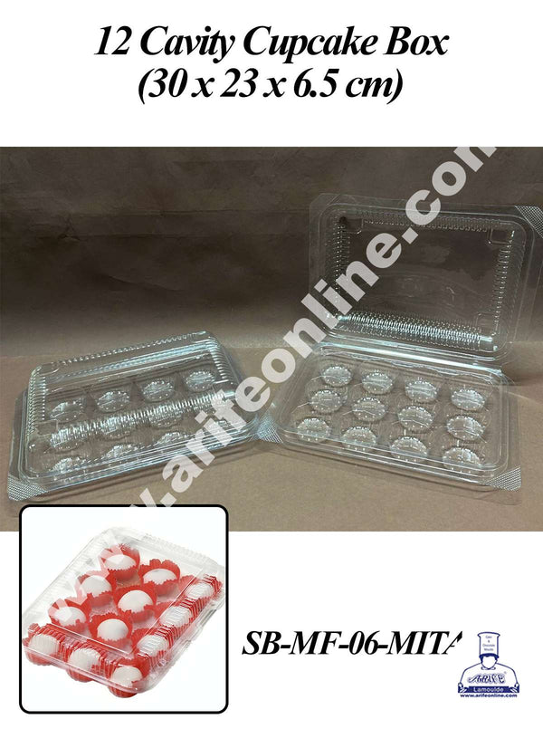 CAKE DECOR™ PVC 12 Cavity Cupcake Box | Muffin Box | Mini Dessert Package - (5 Pcs Pack)