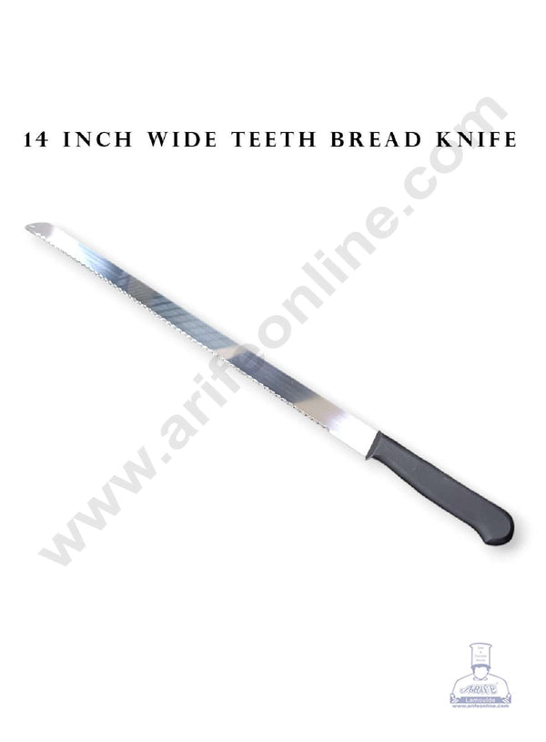 CAKE DECOR™ 14" Wide Teeth Black Handle Bread Knife | Cake Slicer