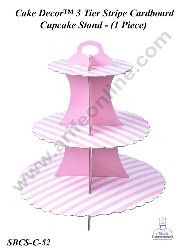 Cake Decor™ 3 Tier Stripe Cardboard Cupcake Stand - (1 Piece)