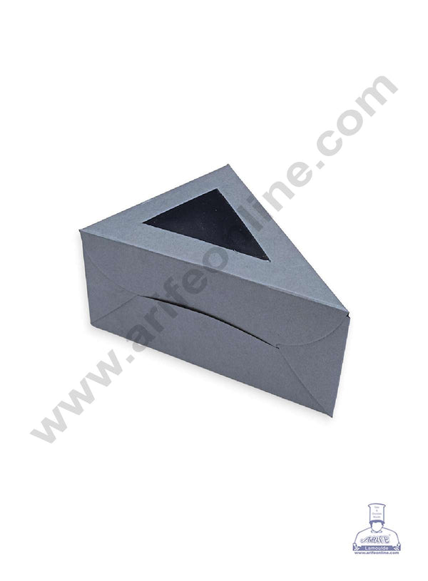 CAKE DECOR™ 1 Cake Slice Box | Triangle Shape Cheese Slice Box | Pastry Box | Chocolate Box - Dark Grey (10 pcs Pack)