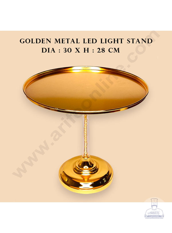 CAKE DECOR™ Golden Metal Cake Tray with LED Light Rod Cake Stand | Dessert Stand | Cupcake Stand
