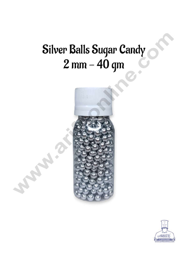 CAKE DECOR™ Balls Sugar Candy Silver - 2 - 40 gms