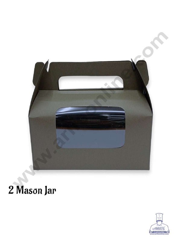 CAKE DECOR™ Dark Olive 2 Mason Jar Paper Carry Bags - Medium (10 Pcs)