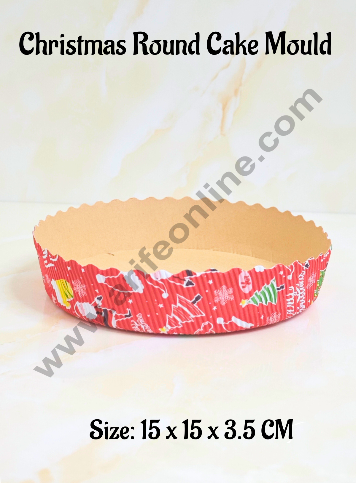 CAKE DECOR™ Small Christmas Theme Round Paper Cake Mould Bake