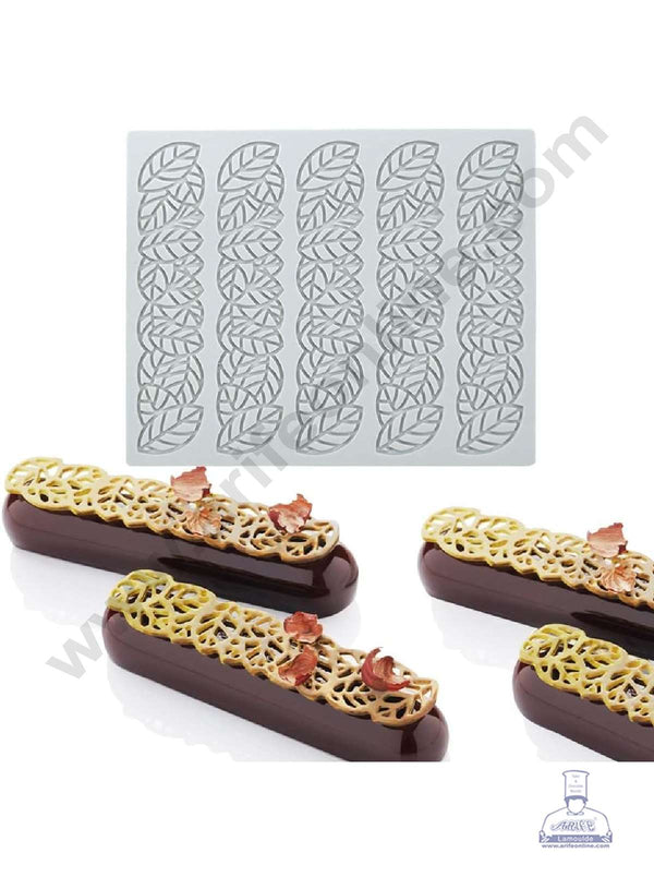 CAKE DECOR™ 5 Cavity Long leaf Cutout Silicone Lace Mould, Cake Decorative Silicone Lace Mat Cake Baking Mat (SBSM-JSC3885)