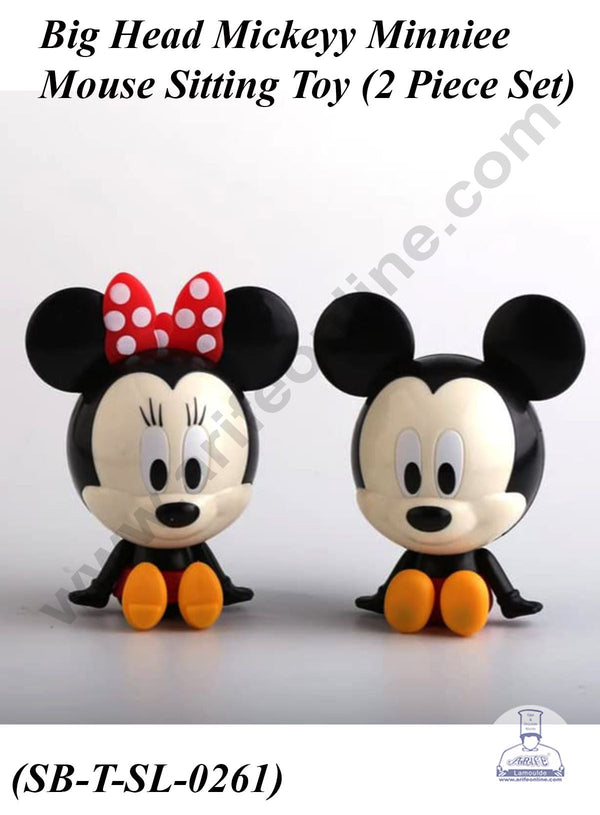 CAKE DECOR™ 2 Pcs Big Head Mickeyy Minniee Mouse Sitting Toy for Cake Topper and cake (SB-T-SL-0261)