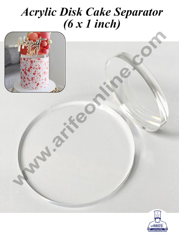 CAKE DECOR™ 6 inch Round Acrylic Disk Cake Spacer | Cake Divider Spacer | Cake Decortaion