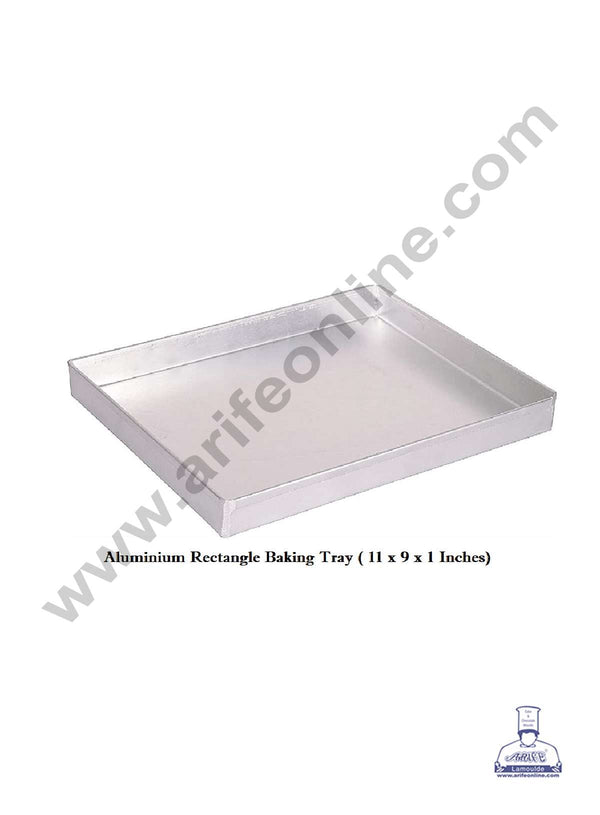 CAKE DECOR™ Aluminum Rectangle Cake Mould Baking Tray - (11 x 9 x 1 inches)