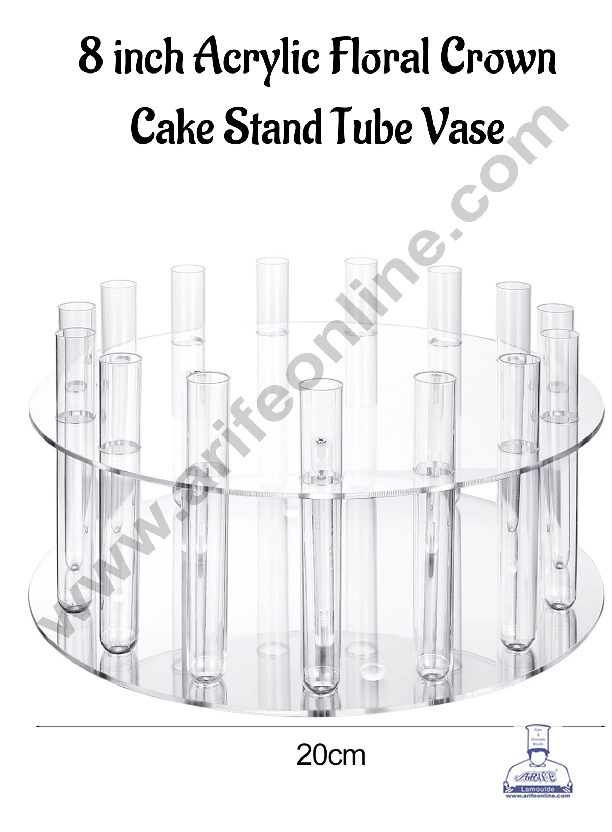 CAKE DECOR™ inch Acrylic Floral Crown Cake Stand With Tube Vase