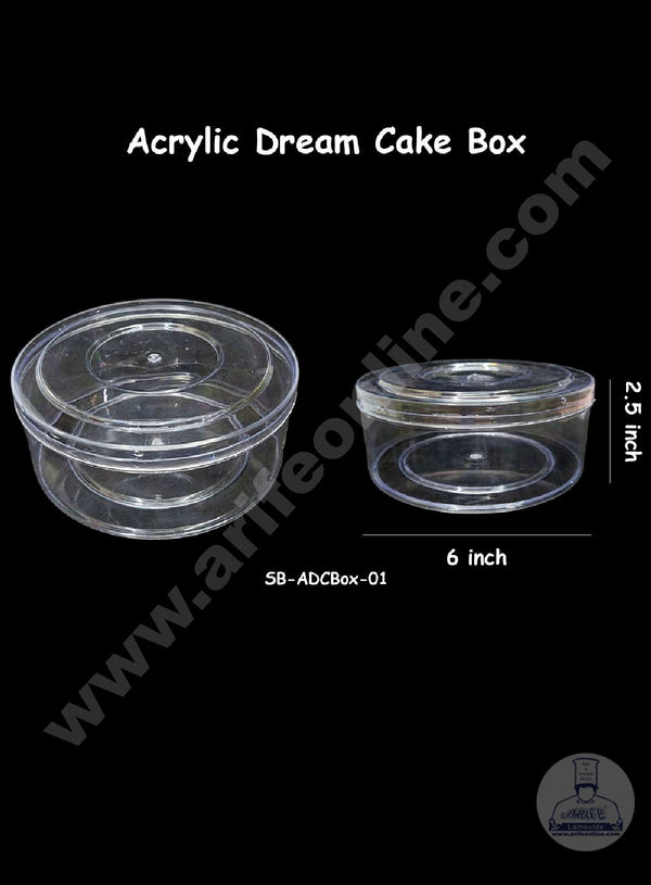 CAKE DECOR™ 6 inch Acrylic Dream Cake Box Tub Cake Box (SB-ADCBox-01)