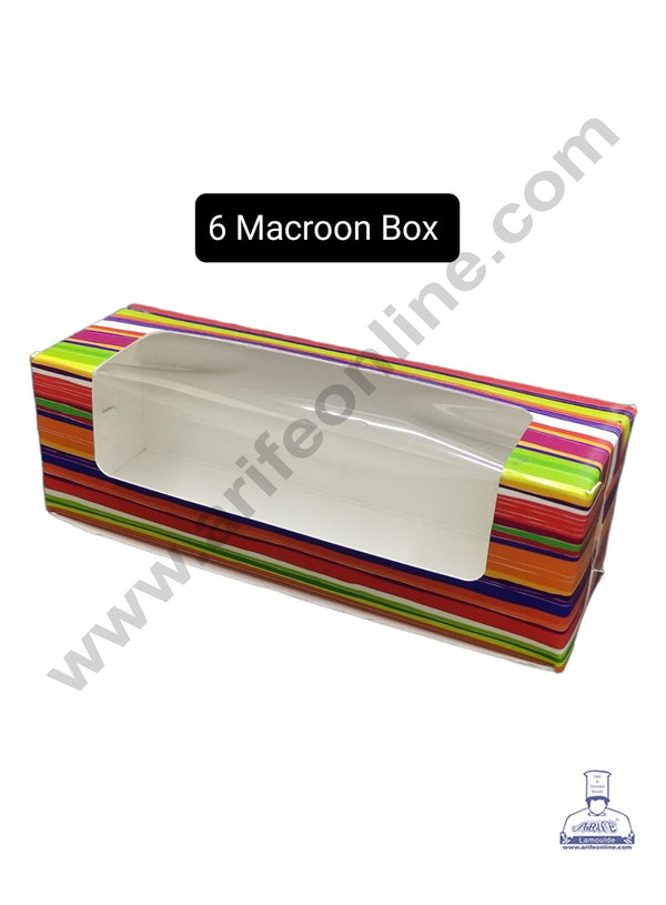 CAKE DECOR™ Printed - 03 6 Macaroon Boxes with Clear Window, Macaroon Carriers , Printed - 03 (10 Pc Pack)