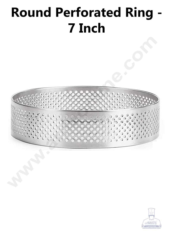 CAKE DECOR™ Stainless Steel Perforated Round Tart Cake Ring - 7 Inch