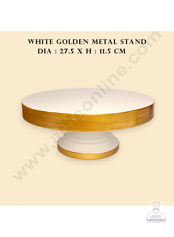 CAKE DECOR™ Simple White Cake Stand with Gold Border | Dessert Stand | Cupcake Stand