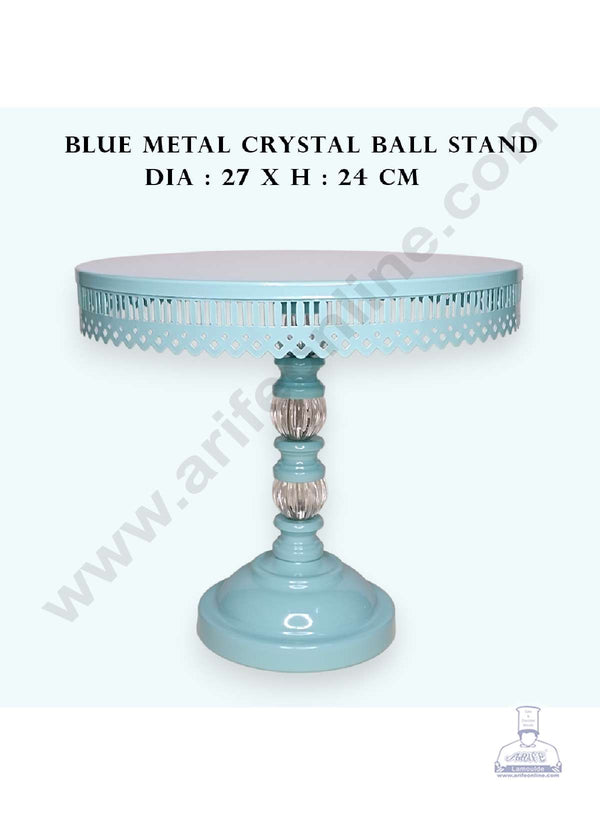 CAKE DECOR™ Antique Style Blue Metal Cake Stand with Crystal Accents | Dessert Stand | Cupcake Stand