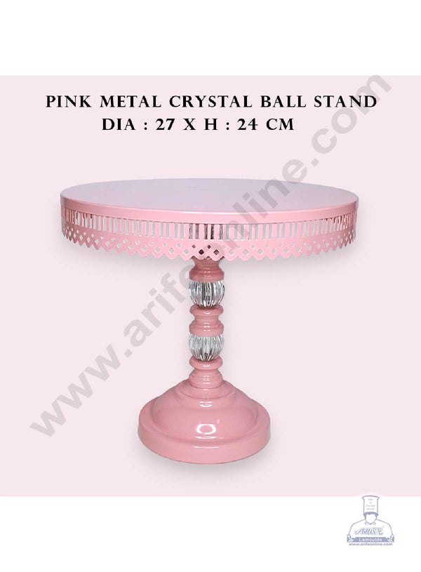 CAKE DECOR™ Antique Style Pink Metal Cake Stand with Crystal Accents | Dessert Stand | Cupcake Stand