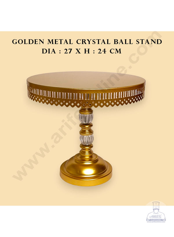 CAKE DECOR™ Antique Style Gold Metal Cake Stand with Crystal Accents | Dessert Stand | Cupcake Stand