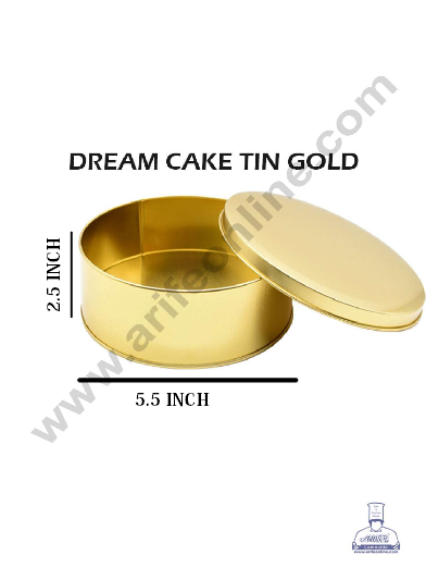 CAKE DECOR™ Dream Cake Tin Torte cake Cookie Cake Tin - Gold Color - 5.5 x 2.5 Inch