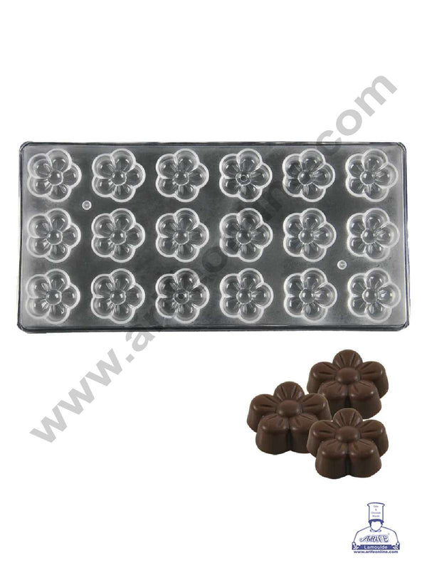FineDecor 18 Cavity Flower Shaped Polycarbonate Chocolate Mold - ( FD-3422 )