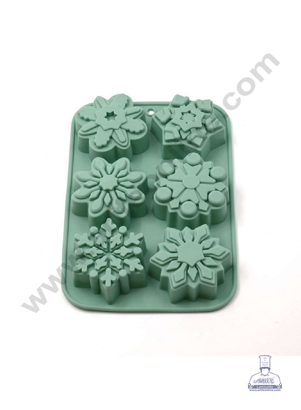 CAKE DECOR™ Silicon 6 Cavity Snowflake Silicon Muffin Mould Jelly Mould Soap Mould SBCM-LBM1167