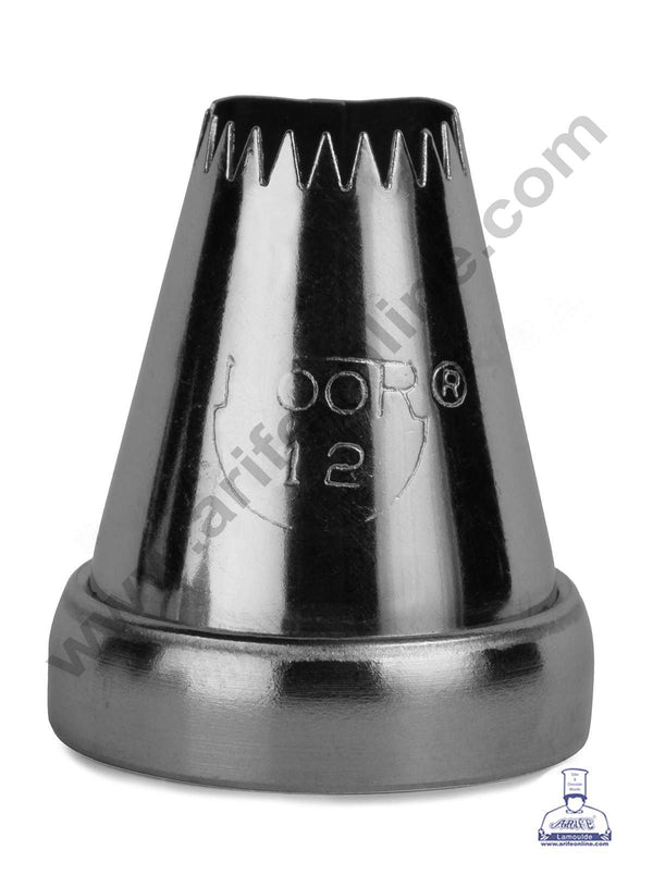 CAKE DECOR™ Small Noor Nozzle - No. 12 Shells Design Piping Nozzle with Collar Ring