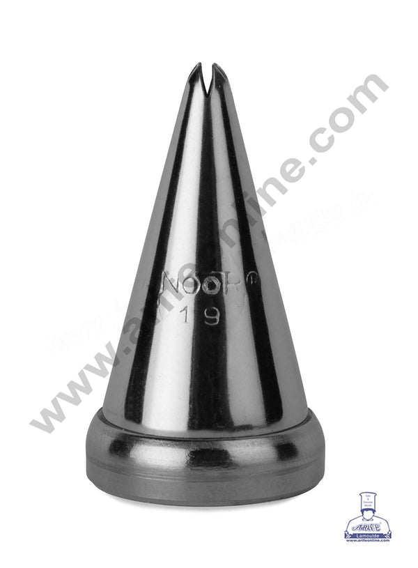 CAKE DECOR™ Medium Noor Nozzle - No. 19 Four Star Ribbon Design Piping Nozzle with Collar Ring