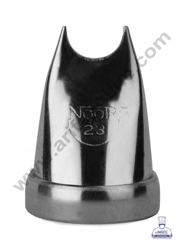 CAKE DECOR™ Small Noor Nozzle - No. 23 Raised Band Wide Design Piping Nozzle with Collar Ring