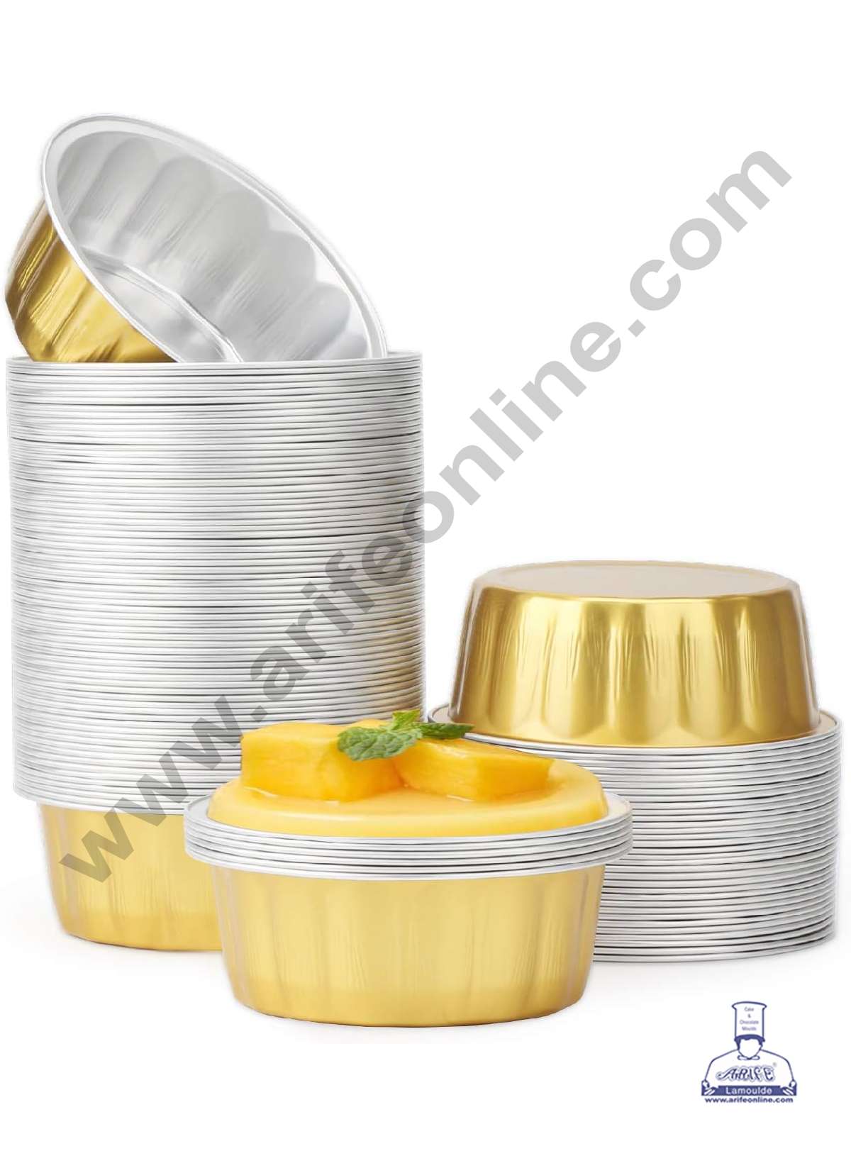CAKE DECOR™ Round Frill Aluminium Tin Foil Bake Serve Cup with