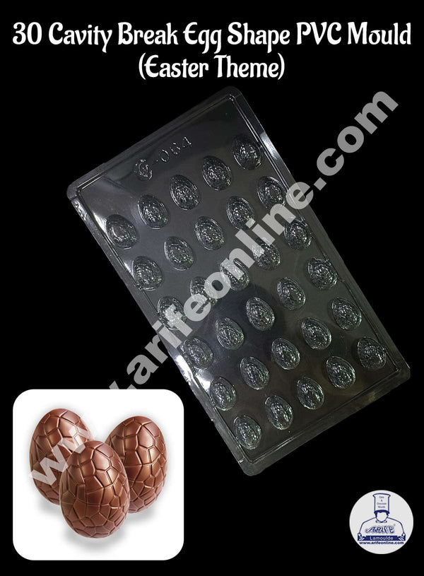 CAKE DECOR™ 30 Cavity Break Texture Easter Egg Shape PVC Chocolate Mould - 1 Piece (PVC-EM-064)