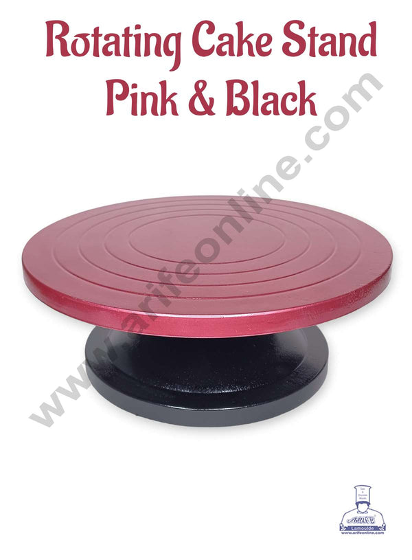 CAKE DECOR™ 360 Degree Rotating Cake Stand Cake Decorating Turntable, Pink & Black 12-inch