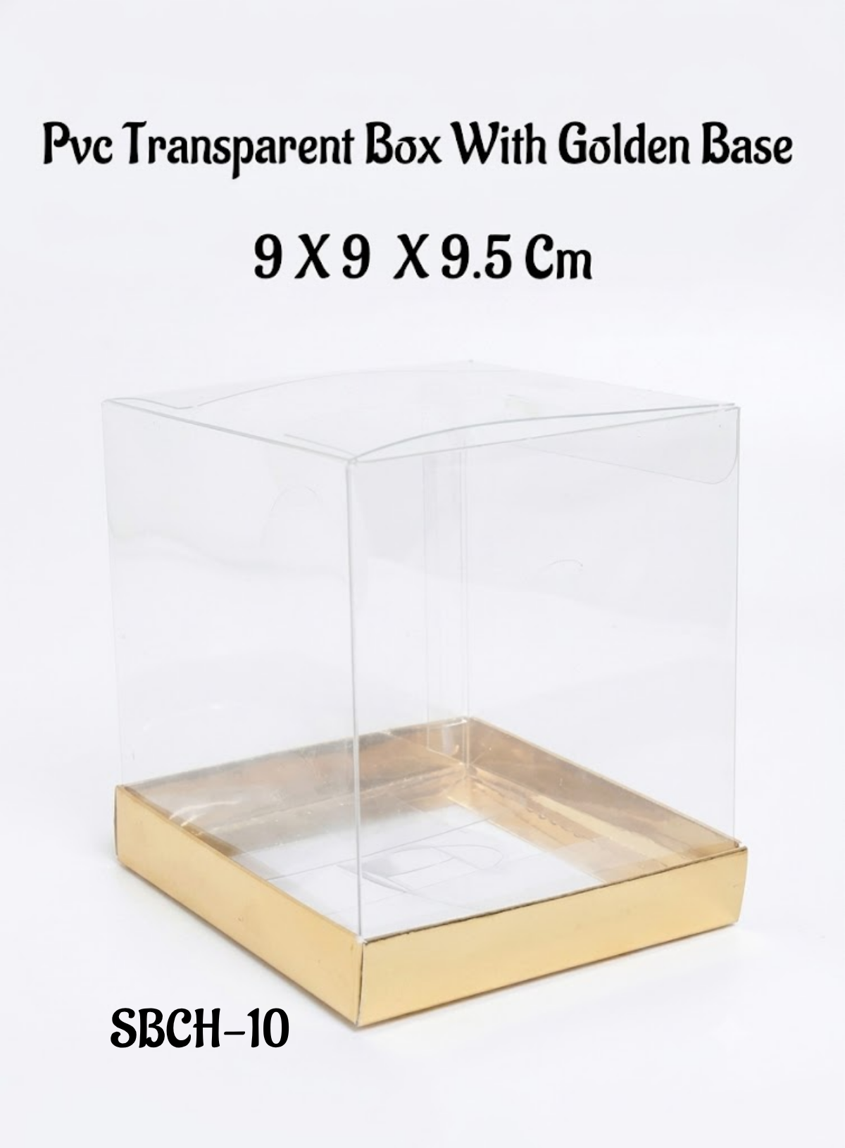 Pvc Transparent Box With Golden Base | 9 X 9 X 9.5 Cm | Hamper Box | G – Arife Online Store