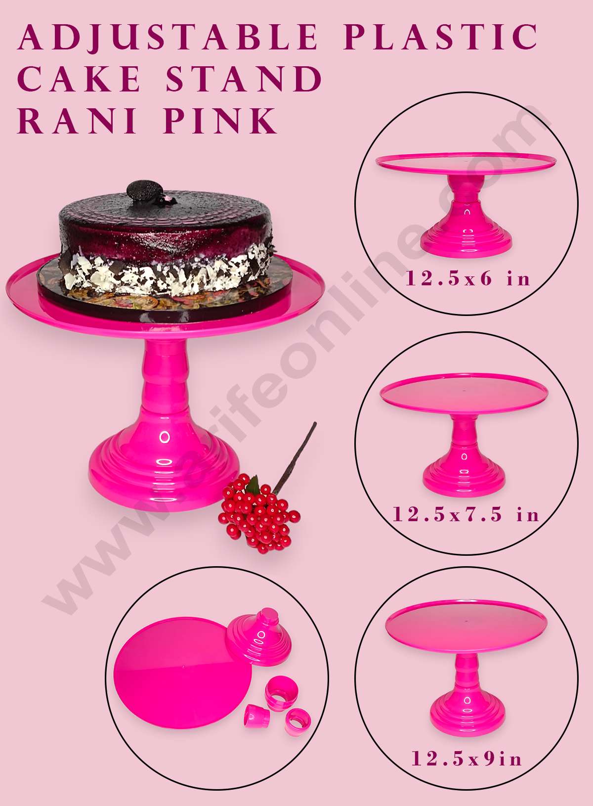 CAKE DECOR Adjustable Plastic Cake Stand Cupcake Stand