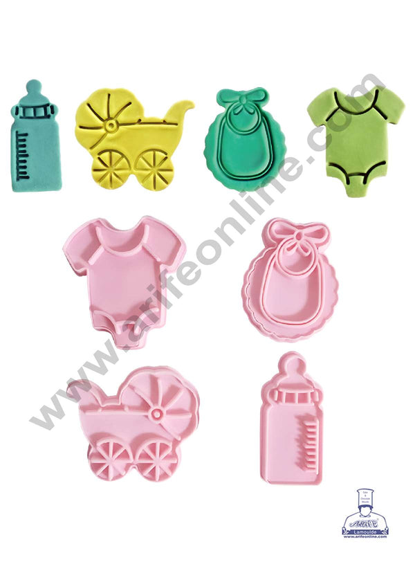 CAKE DECOR™ 4 Pcs Baby Shower Theme Plastic Biscuit Cutter 3D Cookie Cutter ( SB-S886 )