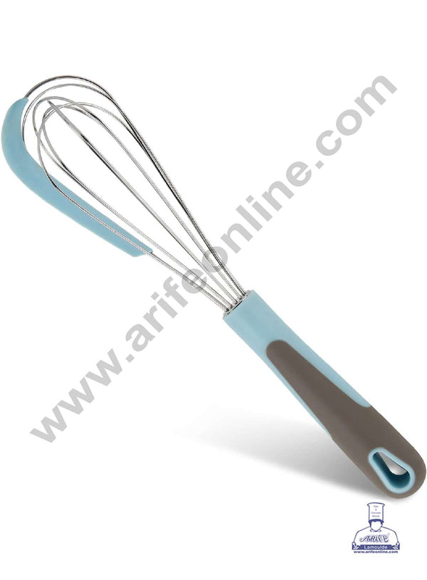 CAKE DECOR™ 12.5 inch Whisker Silicone Handle Stainless Steel Wire Whisk with in-built Silicone Scraper