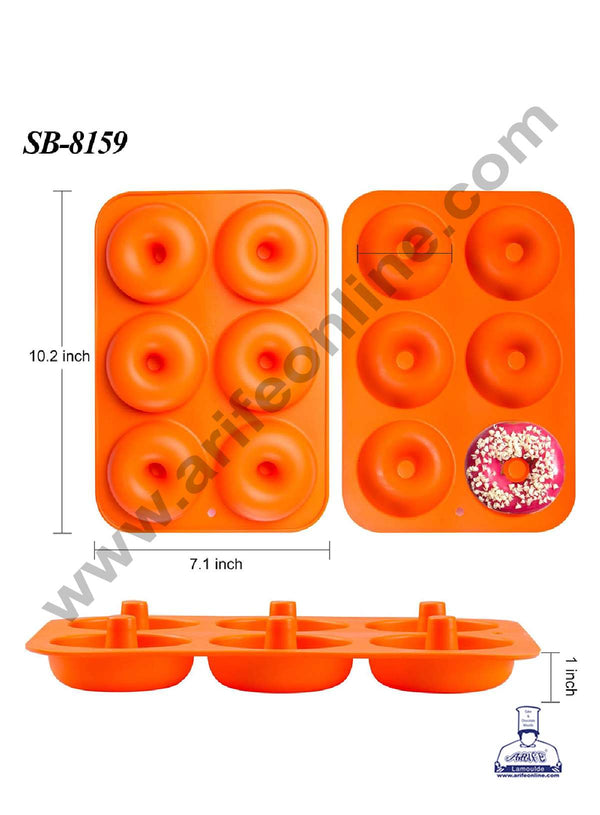 CAKE DECOR™ 6 cavity Big Donut Shape Silicone Mould 8.5 x 2.5 cm| Muffin Mould - (SB-8159)
