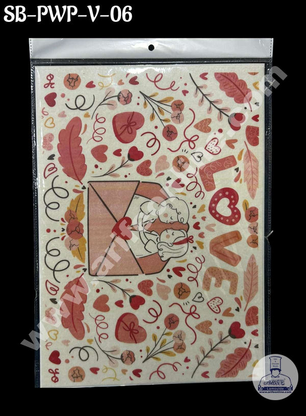 CAKE DECOR™ Couple Heart Printed Edible Wafer Paper Sheet for Cake Decoration - Valentine Theme - 1 Sheet (SB-PWP-V-06)