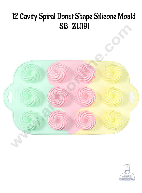 CAKE DECOR™ 12 cavity Spiral Donut Shape Rainbow Silicone Mould SB-ZU191