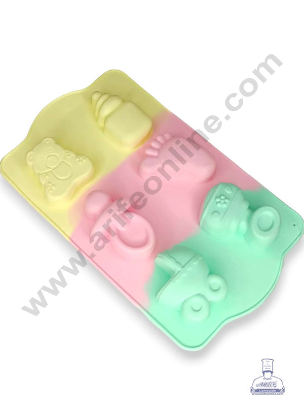 CAKE DECOR™ 6 Cavity Baby Shower Rainbow Silicone Mould Silicon Muffin Mold SB-ZU230