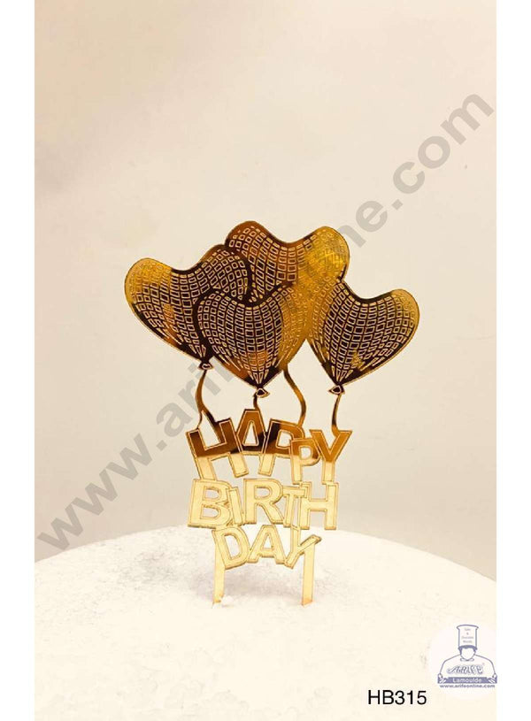 CAKE DECOR™ 5 inch Acrylic Happy Birthday Heart Shape Balloon Cake Topper (SBMT-1010-2N)