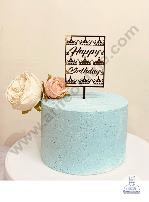 CAKE DECOR™ 5 inch Acrylic Happy Birthday with Crown Cake Topper Cake Decoration (SBMT-1103)
