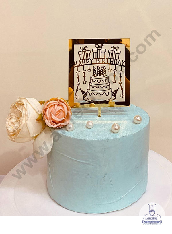 CAKE DECOR™ 5 inch Acrylic Happy Birthday with Birthday Cake Topper Cake Decoration (SBMT-1104)