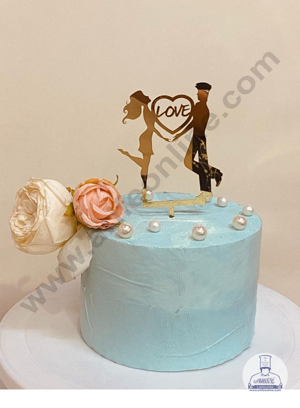 CAKE DECOR™ 5 inch Acrylic Cute Couple With Love Cake Topper Cake Decoration (SBMT-1200)