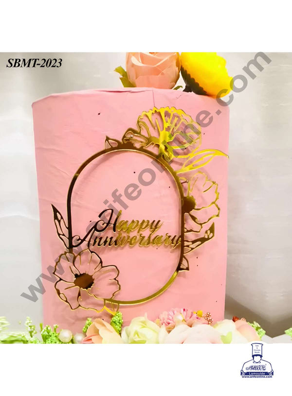 CAKE DECOR™ 5 inch Acrylic Happy Anniversary in Flower Frame Cake topper (SBMT-2023)