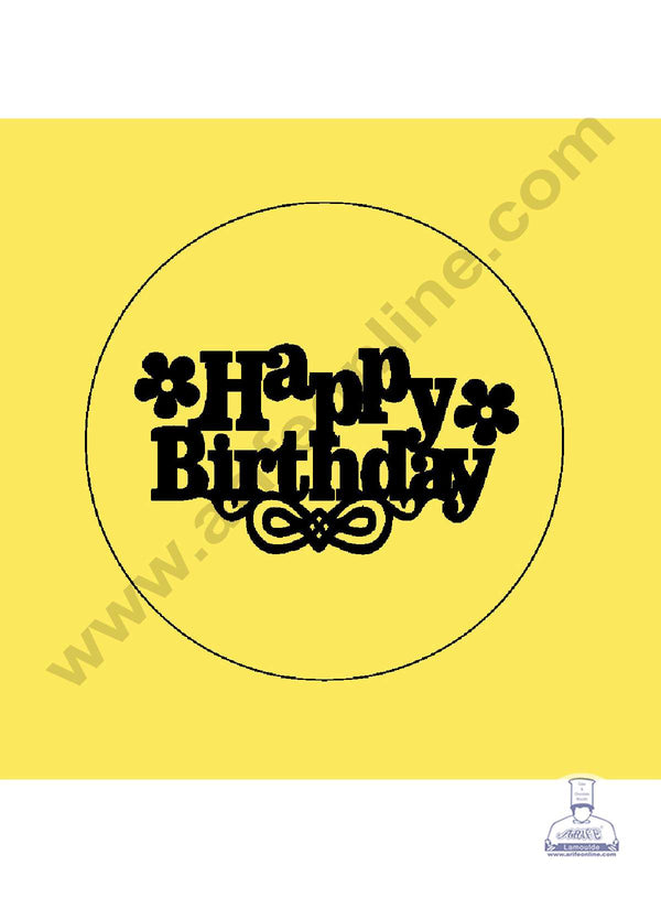 CAKE DECOR™ Acrylic Happy Birthday with Flowers Coin Topper for Cake and Cupcakes ( SBMT-Coin-046 )